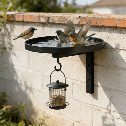 📢📢50% OFF !!!⏰Wall-Mounted Metal Bird Bath – Antique Bronze Finish 🐦🛁🧱🏡